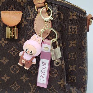 Authentic Louis Vuitton Gold Lock & Key 🔑 Bag Charm w/ Unbranded Labubu Charm
